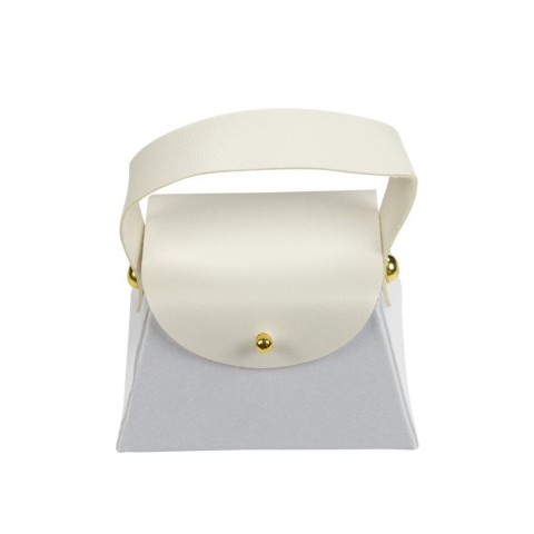 BORSETTA SCATOLA CON MANICO ECOPELLE 6x8x5h BIANCO